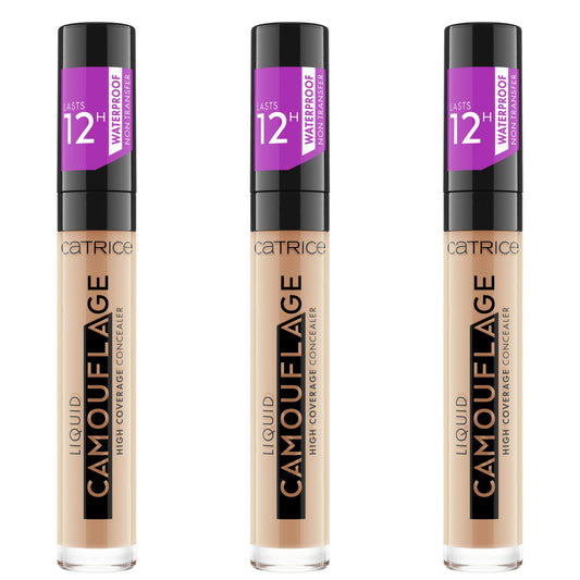 CATRICE Catrice Liquid Camouflage High Coverage Concealer, Concealer, 12 Hours, No. 015 Honey, Nude, for Combination Skin, Oil-Free, Waterproof, Alcohol-Free, Pack of 3 (3 x 5 ml)