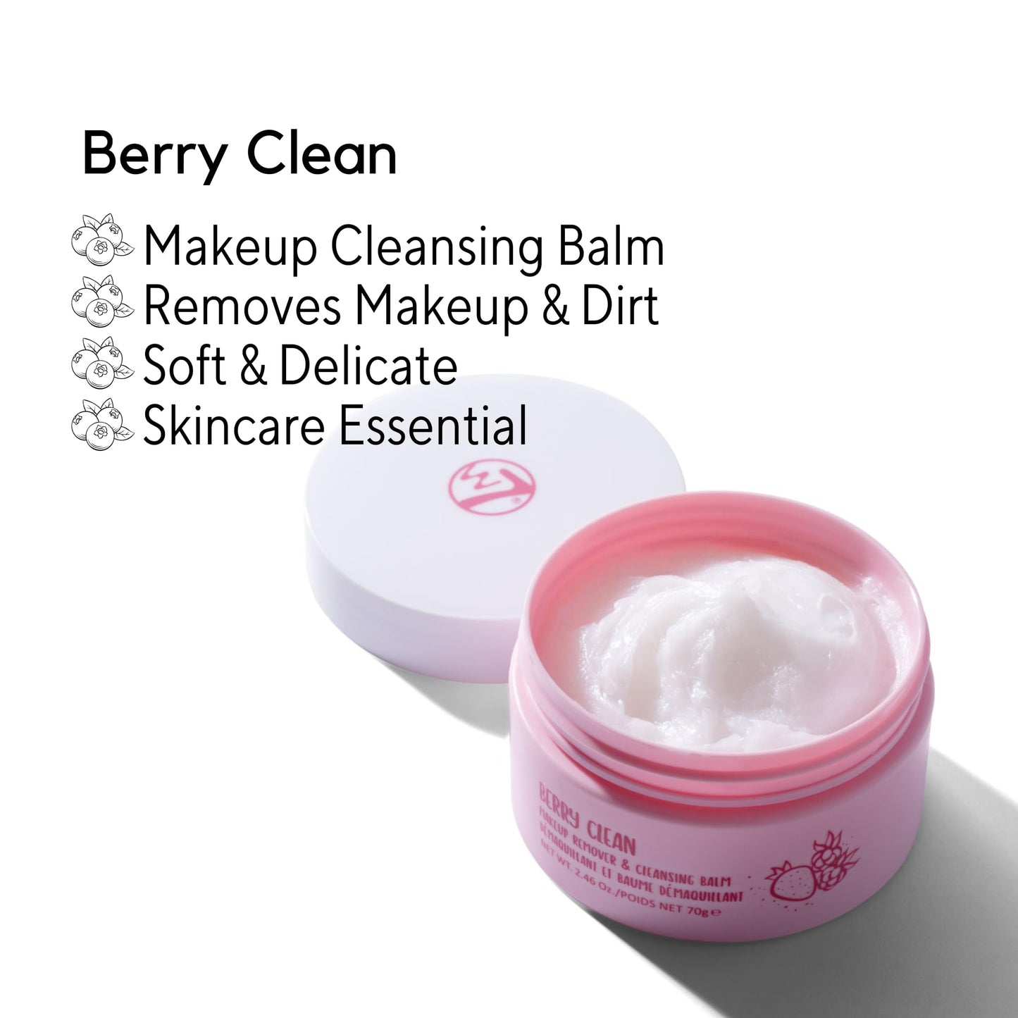W7 Berry Clean Face Cleansing Balm - Makeup Remover Melt With Fruit Extract - Clean Oil Free Skin