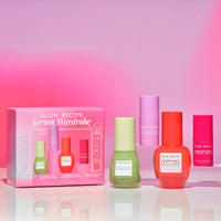 Glow Recipe Serum Skin Care Set - Avocado Ceramide Serum + Strawberry Smooth AHA BHA Serum + Plum Plump Hyaluronic Acid Serum + Pomegranate Peptide Firming Serum Set - 4 Piece Travel Skincare Gift Set