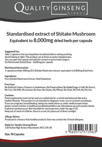 Quality Ginseng Direct Shiitake Mushroom - 8,000mg Capsules - Powerful Formula (90 Capsules)