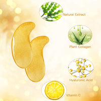 24K Gold Under Eye Treatment Masks, Jiasoval 20 Pairs Natural Gel Collagen Under Eye Patches, Eye Mask for Dark Circles, Remove Eye Bags & Puffy Eyes, Anti-Wrinkle, Hydrating, Soothing
