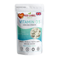 Red Label Health Vitamin D3 Tablets 1000IU, 60 Vitamin D Supplement Tablets (2 Months Supply) Healthy Teeth & Bones, Supports The Immune System for Men & Women Vegetarian Made in The UK