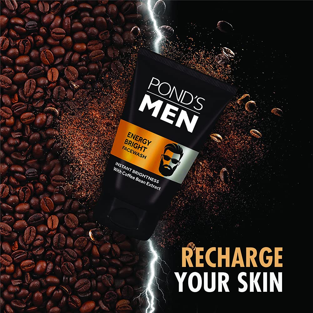 POND'S Men's Energy Bright Face Wash with Coffee Beans extract Bright Skin (100 Grams)