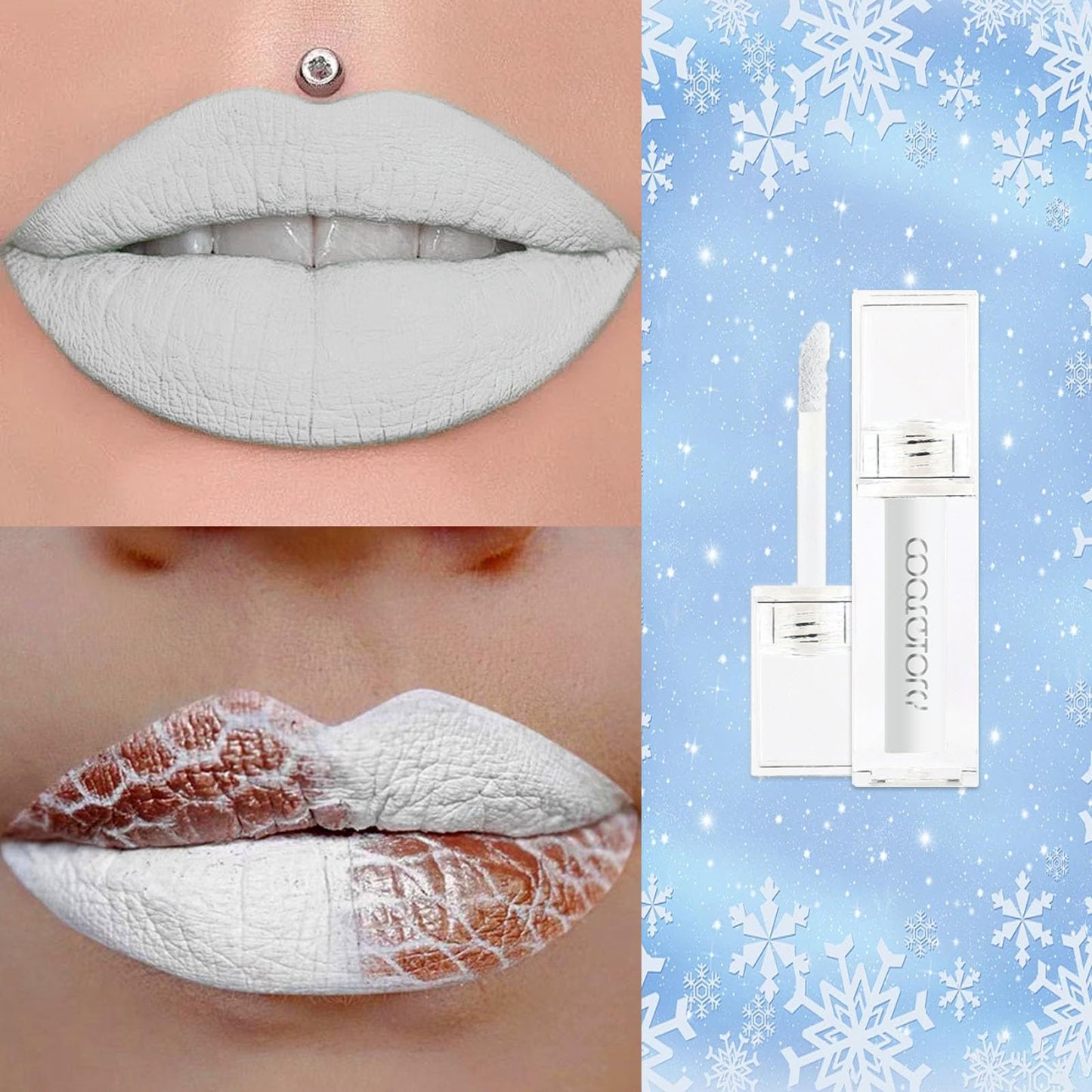 LYNTYAOU Matte White Liquid Lipstick Long Lasting Waterproof Full-coverage White Lip Gloss, Highly Pigmented Sweat-proof White Face Body Paint for Halloween Gothic Cosplay Makeup for Women