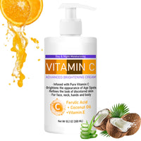 Vitamin C Cream, Advanced Vitamin C Body Cream, Large-capacity Body Lotion, Body Moisturiser with Cocount Oil and Vitamin E, Dry Skin Moisturiser 300ml