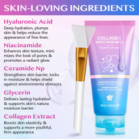CFHQXSZ Collagen Night Wrapping Mask, Collagen Overnight Peel-Off Mask, Overnight Wrapping Peel Off Face Masks with Brush, Elasticity & Hydration Overnight Wrapping Peel Off Facial Mask