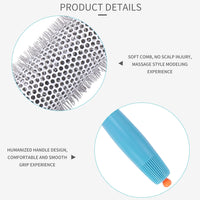 Smallterm Ceramic Ionic Round Hair Brush Barrel Hairdressing Hair Salon Styling Barrel Curling Brush Tool Set（19mm 25mm 32mm 45mm 53mm） (Blue)