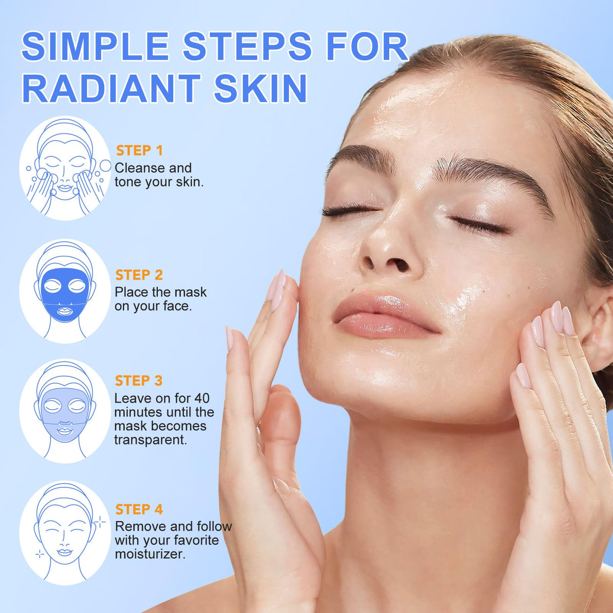 WANFAER 6pcs Collagen Face Mask, Deep Overnight Face Mask, Bio Collagen Overnight Mask for Dry and Dehydrated Skin, Pore Minimizing, Elasticity Improvement