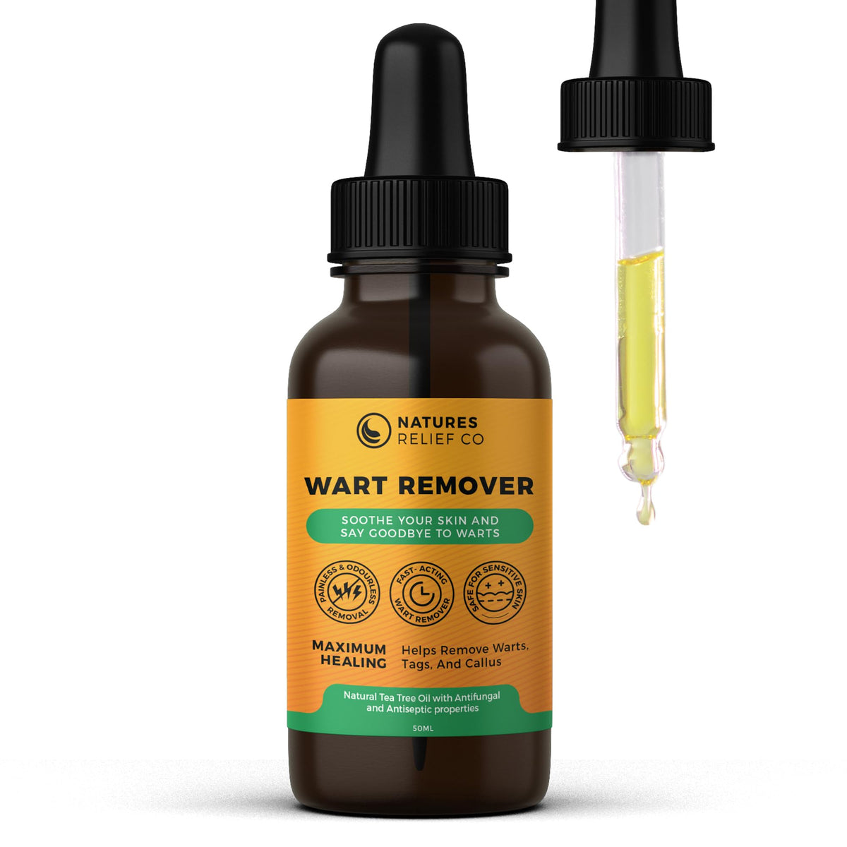 Natures Relief Co Wart Remover Serum | Suitable for Hands & Feet | Fast Acting & Effective Removal Treatment for Warts | 50ml