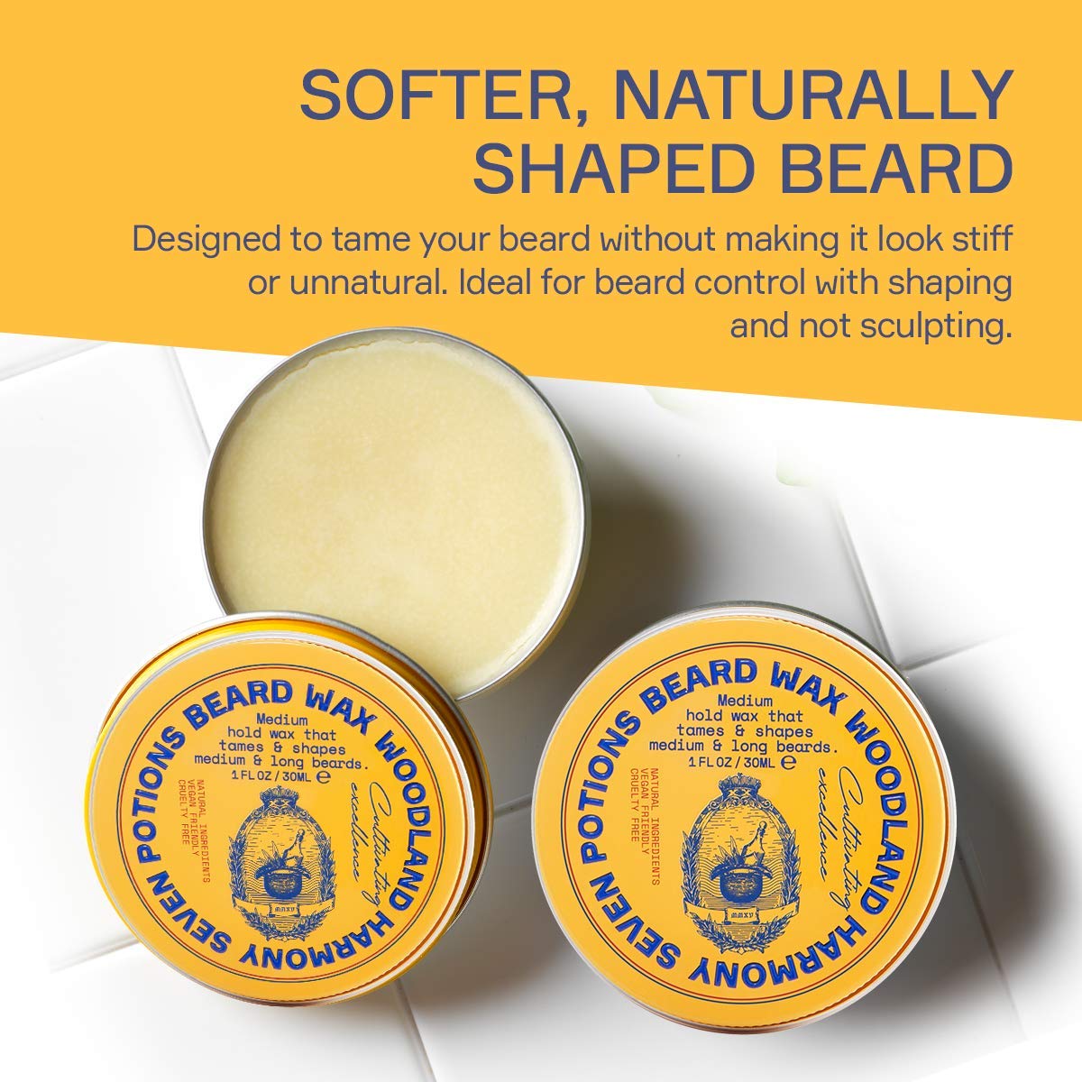 SEVEN POTIONS Seven Potions Beard Wax for Men — Medium Hold Styling Wax to Shape And Nourish Your Beard — All-Natural, Vegan, Cruelty Free — Woodland Harmony (30 ml)