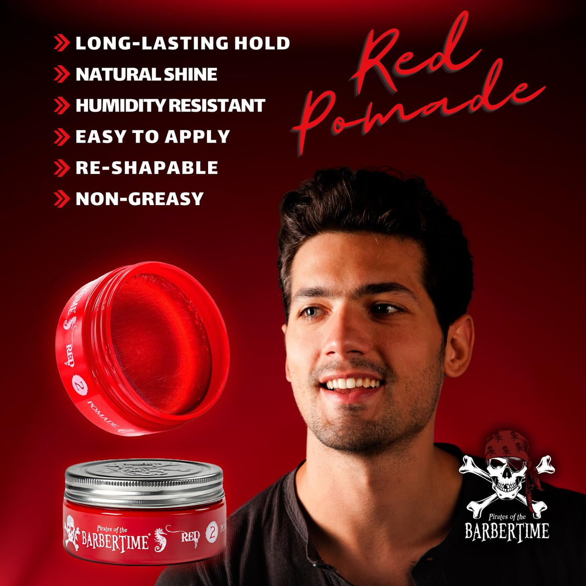 BarberTime BARBERTIME Hair Styling Aqua Wax | No2 Red Pomade Shine Look | Long Lasting Gel Formula Strong Hold 150 ml