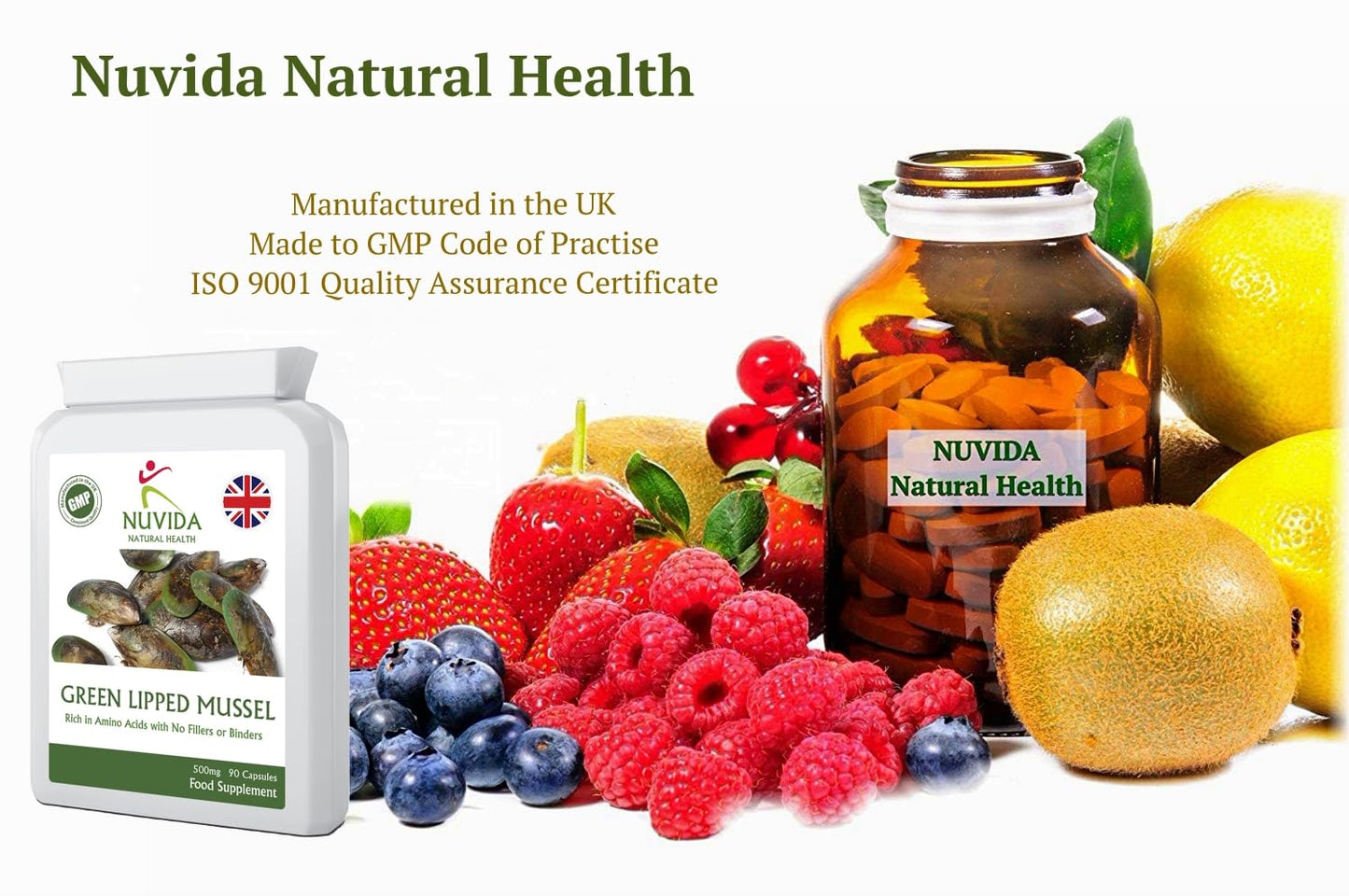 NUVIDA NATURAL HEALTH Nuvida Green Lipped Mussel Capsules - High Strength Green Lipped Mussel for Humans - 90 Capsules - Ethically Sourced Green Lipped Mussel Extract from a Sustainable Environment in New Zealand