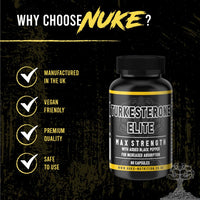 Nuke Nutrition Turkesterone 60 Capsules - Pure Ajuga Turkestanica Extract with Black Pepper for Faster Absorption – Boost Performance, Recovery & Strength - No Fillers, Batch Tested for Quality