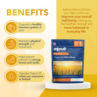 Zipvit Vitamin D3 4000 IU, 360 Maximum Strength Vitamin D Tablets, 12 Months Supply, Vegetarian, 1 a Day, VIT D3 As Cholecalciferol, Supports Bones Muscles, Immune System