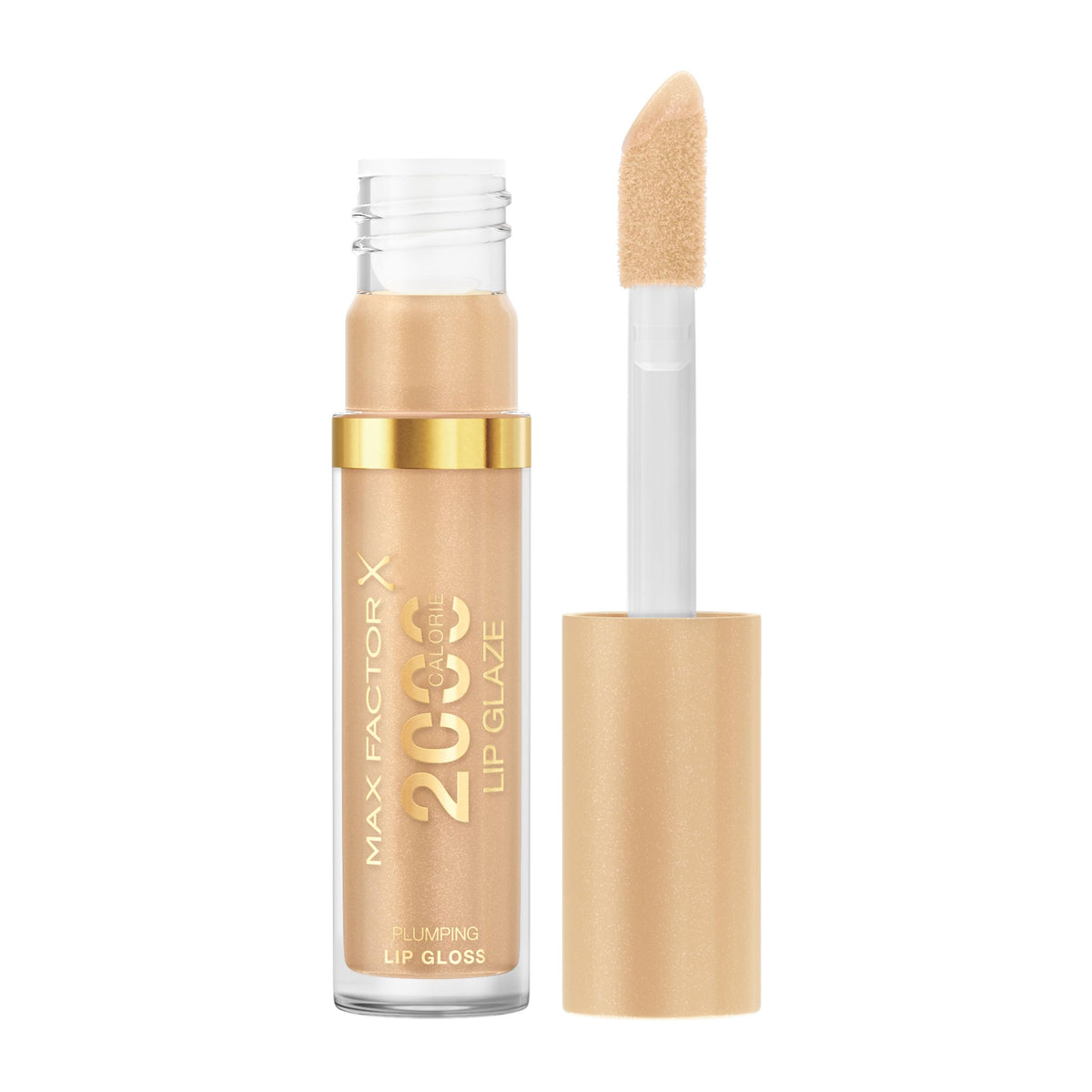 Max Factor 2000 Calorie Lip Glaze Honey Crème, Full Shine Lip Gloss, Nourishing with Hyaluronic Acid & Squalane, Instant Plump, Maximum Comfort, Non-Sticky, Vanilla-Milk Scent, Fuller Looking Lips