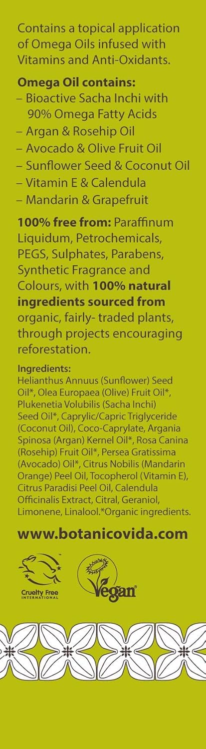 Botanico Vida Omega Oil, 50ml. The 100% Natural Body Oil for Stretch Marks, Scars, Dry Skin