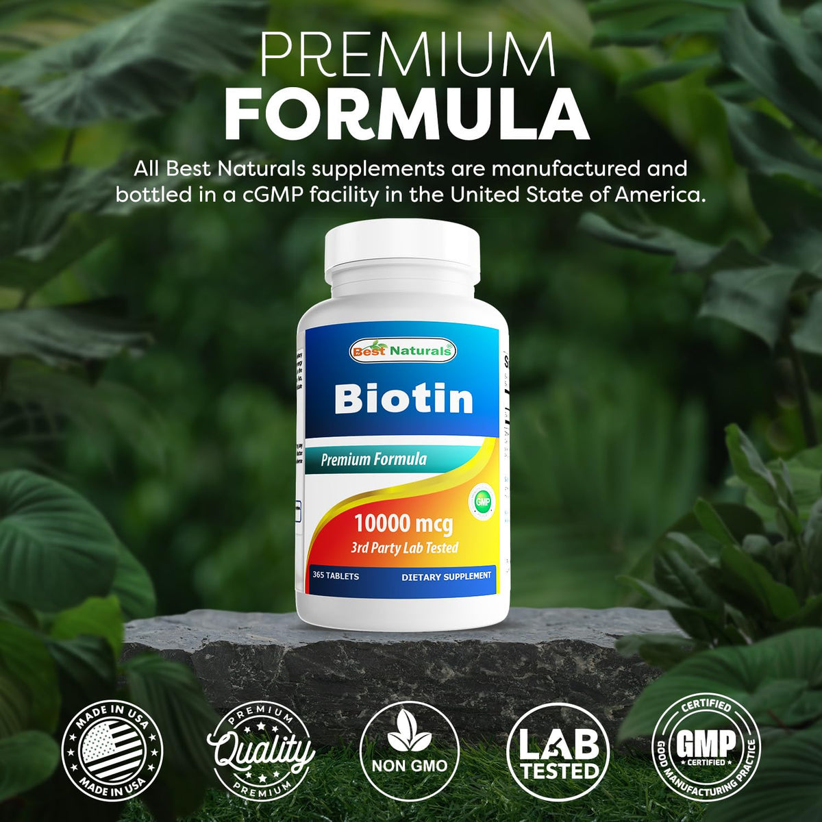 Best Naturals Biotin (Also Called Vitamin B7), 10,000 mcg, 365 Days Supply (1 Year Supply), 365 Tablets (365 Count (Pack of 1))
