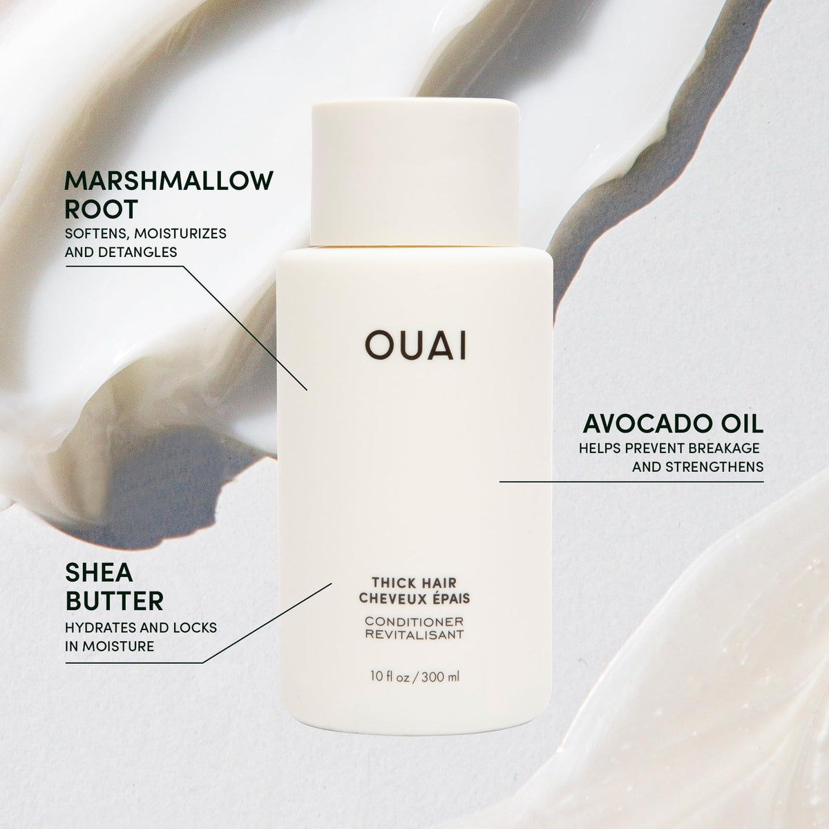 OUAI Thick Hair Conditioner Travel Size - Moisturising Conditioner for Dry, Frizzy Hair - Keratin, Marshmallow Root, Shea Butter and Avocado Oil - Paraben, Phthalate and Sulfate Free Hair Care - 89ml