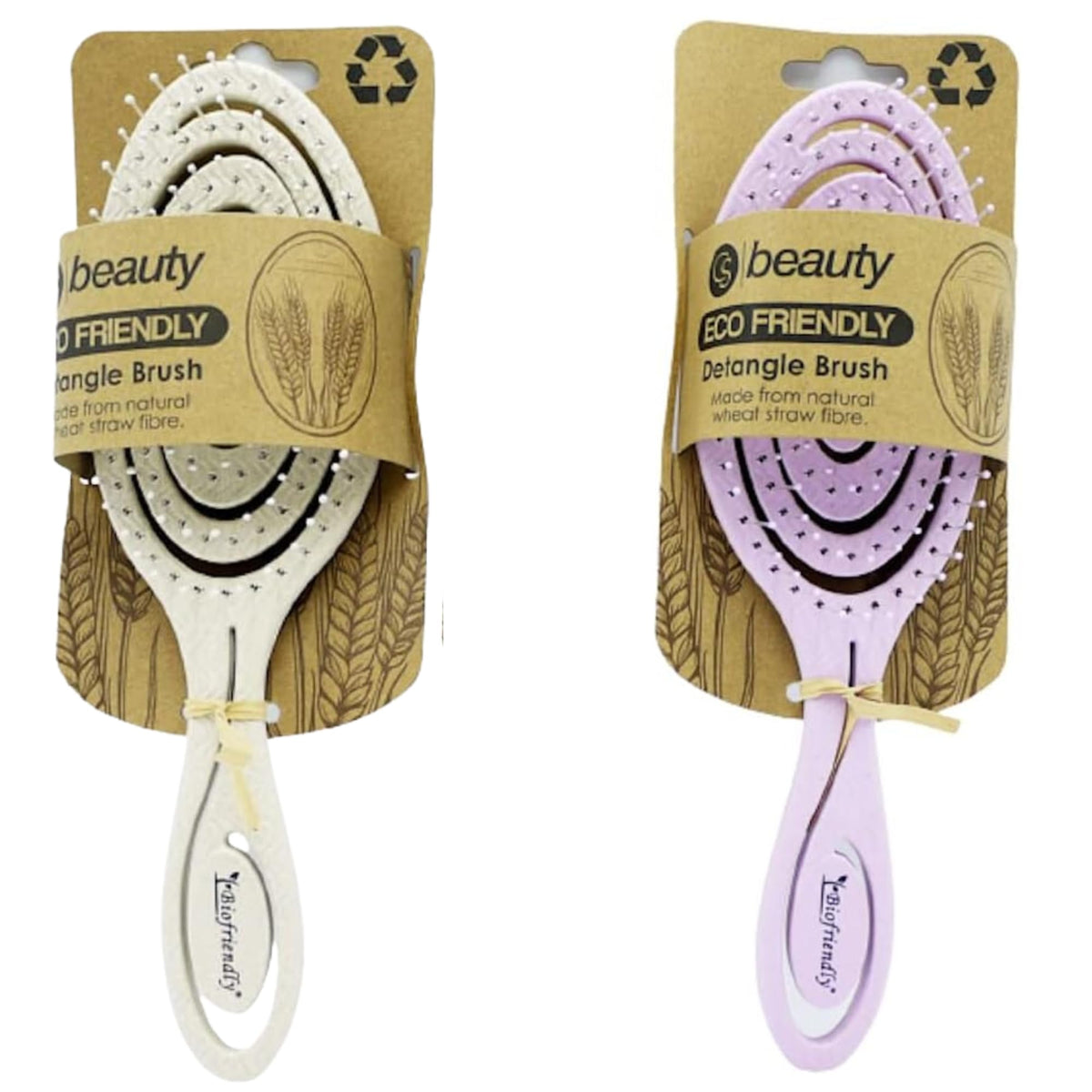 Generic CS Beauty Detangle Hair Brush Eco Friendly Pink and Oatmeal 2 Pack