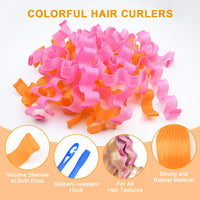 URAQT Hair Rollers for Long Hair, 24Pcs 50cm Hair Curlers No Heat Spiral Curls, Wave Hair Curlers Styling Kit with Styling Hooks for Women Girl, Healthy DIY Hairstyle