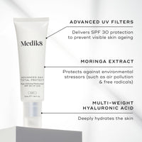 Medik8 Advanced Day Total Protect SPF 30 Face Moisturiser - Hydrating & Non-Greasy UVA Protection - Lightweight Suncreen & Moisturiser - 50ml
