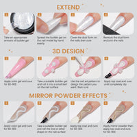 SUPWEE Solid Builder Gel, Pearl White 3D Sculpture Gel Nail Art Non-Stick Hand Nail Extension Varnish for Carving Patterns Decoration DIY Home Salon Manicre