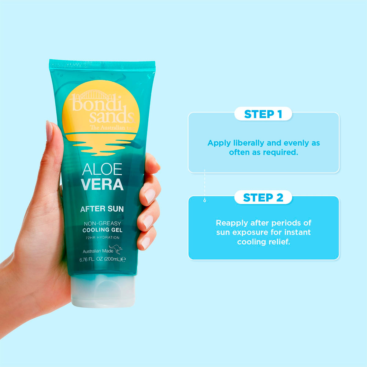 Bondi Sands Aloe Vera After Sun Cooling Gel 200ml | Enriched with 95% Aloe Vera Gel | Hydrating & soothing | Cruelty Free| 200ml/6.76 Fl oz