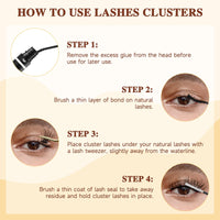 QUEWEL Lash Clusters 72Pcs Eyelash Clusters 12mm 3D DIY Lash Extensions Soft and Fluffy Cluster Lashes Easily Create Natural Effects At Home(LTM01-12mm)