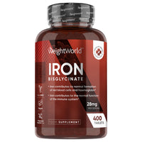 WeightWorld Iron Supplements for Women & Men - 28mg - 400 Tablets (6+ Months Supply) - Highly Bioavailable Ferrous Bisglycinate Form - Non-GMO & Vegan Iron Tablets High Strength - Gentle Formulation