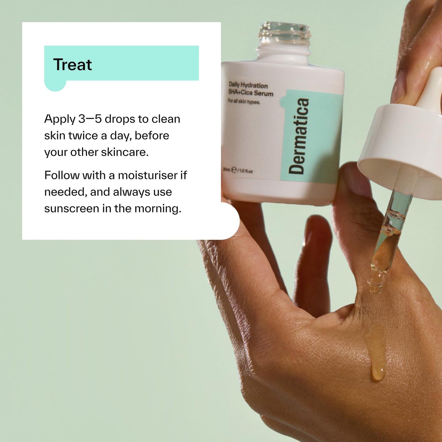 Dermatica Daily Hydration 5HA+Cica Serum – Lightweight Face Serum with 5 Types of Hyaluronic Acid, Cica & Niacinamide for Deep Hydration, Barrier Support & Plumper-Looking Skin