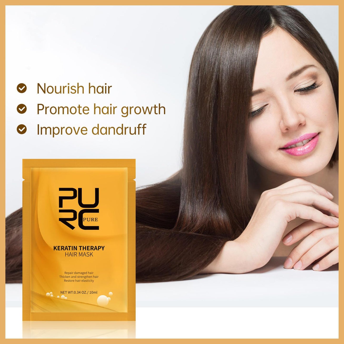 QIEEUMIN Keratin Hair Mask Deep Conditioner Keratin Hair Treatment Mask Collagen Hair Treatment Trengthens Hair Reduce Frizz and Tangles Restores Elasticity and Shine 10pcs