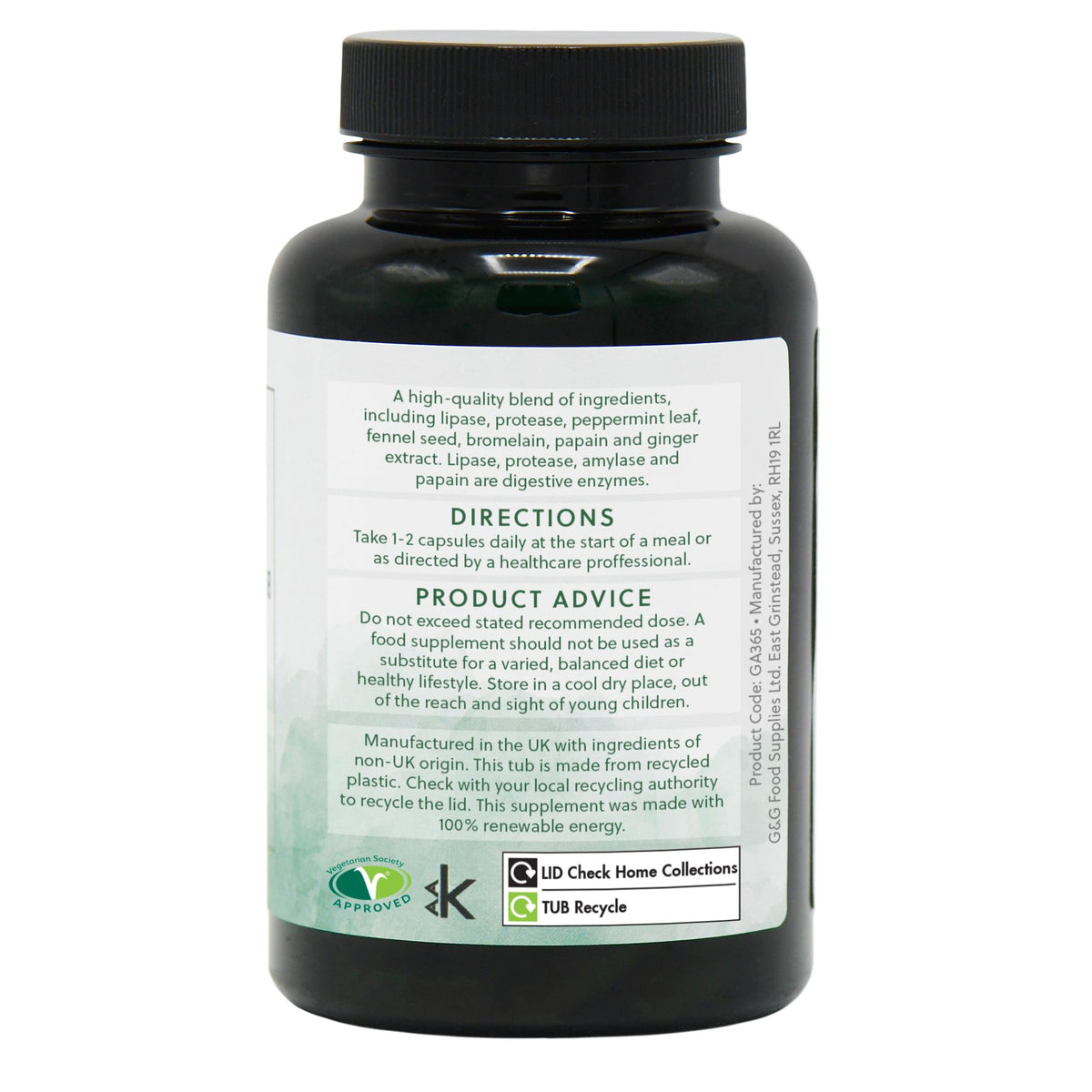 Digesta Zymes - Digestive Enzyme Supplement - Lipase, Protease, Trypsin, Ginger Root, Bromelain - 120 Vegetarian Capsules - Non-GMO, Made in the UK - G&G Vitamins
