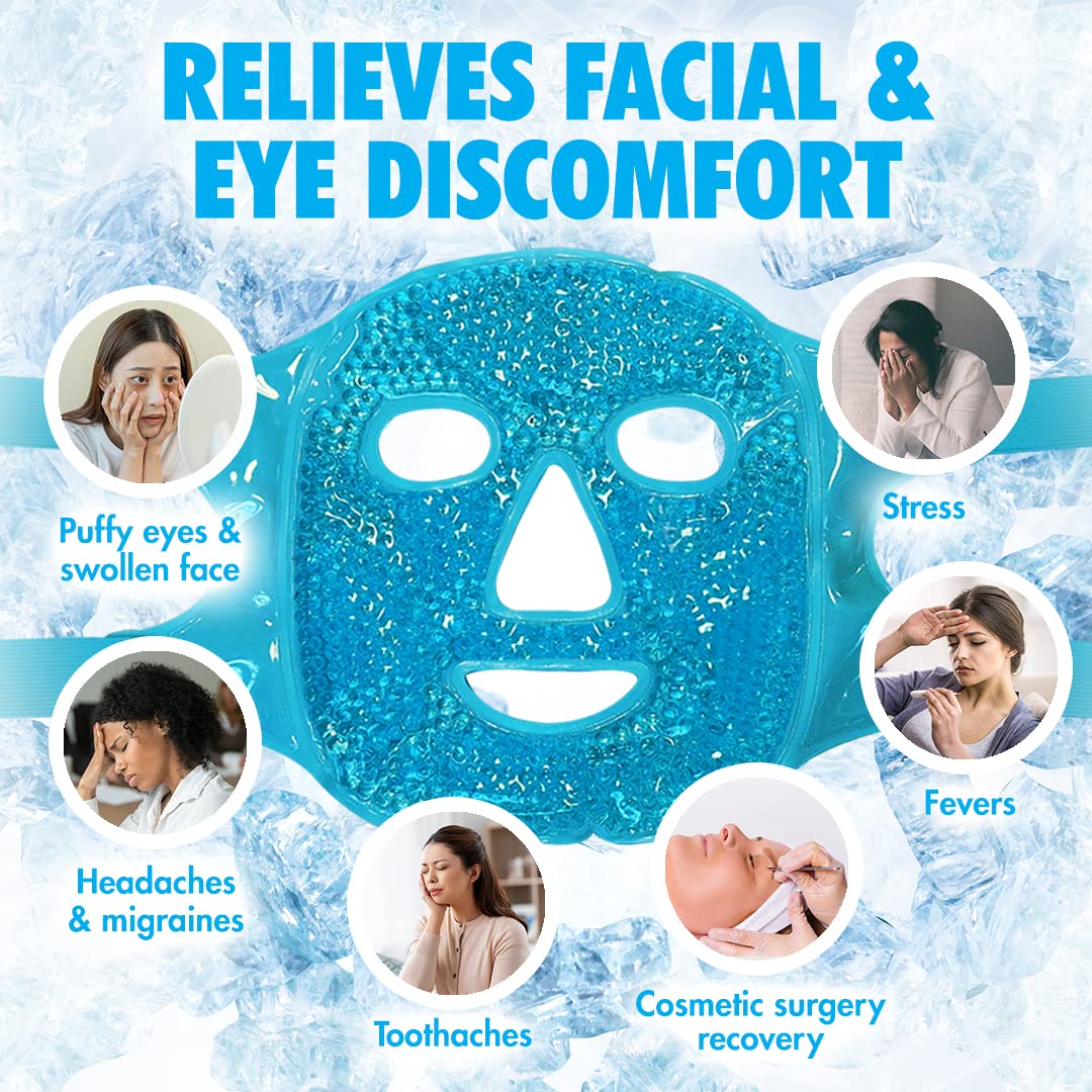 Perfect Remedy Ice Pack Cold Face Eye Masks Reduce Face Puff, Dark Circles, Reusable Cold Hot Gel Face Eye Mask (Blue)