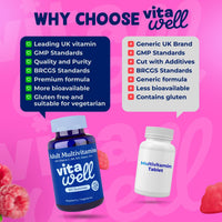 Vitawell Adult Multivitamin Gummies - 120 Raspberry Flavour Gummies (2 Month Supply) | Complex Vitamin D Formula | Chewable Multivitamins for Men & Women | Immune Support | 10 Essential Adult Vitamin