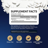 Purely Holistic Magnesium Glycinate 400mg - 270 Magnesium Tablets - for Improved Sleep, Stress Relief & Cramp Defense