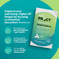 ACTIPROCT ActiProct Daily Protection Bowel Balance - Food supplement, supports gut health and well-being, Clinically tested -probiotics, digestive enzymes, ginger - 1 billion live bacteria per capsule - 30 oral