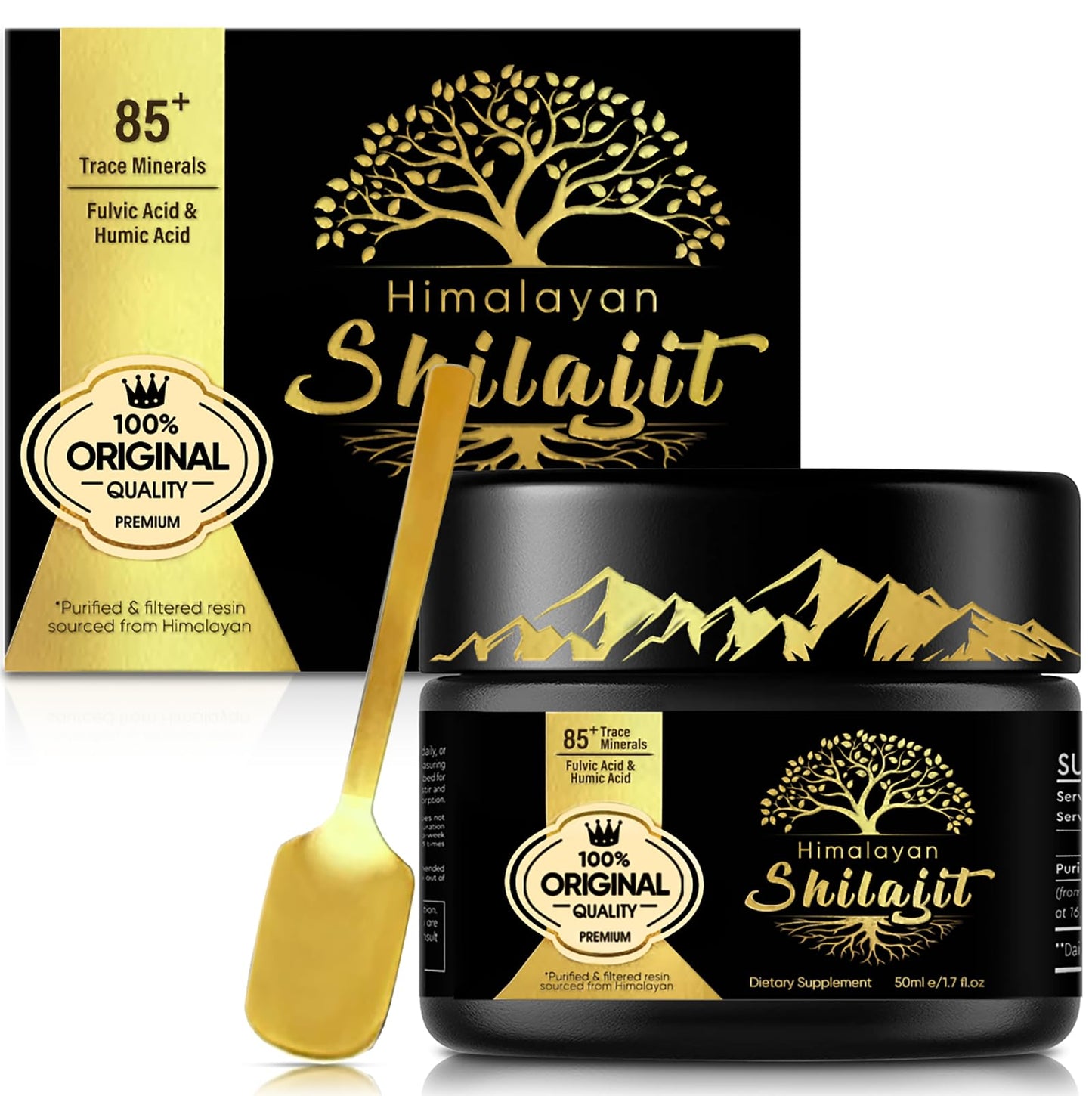 Birsppy Shilajit Resin, Pure Shilajit Organic Supplement with 85+ Trace Minerals & Fulvic Acid, Provide Immune System Support & Vitality Booster for Women & Men