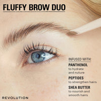 Revolution Beauty London Makeup Revolution, Fluffy Brow Filter Duo, Brow Pencil & Eyebrow Gel, Available in 5 Shades, Dark Brown, 1pc