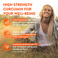 AAVALABS Turmeric and Black Pepper Capsules [ 600 Mg ] - 180 Vegan Turmeric Capsules - 95% Curcumin Extract & Piperine - Tumeric Supplements with Black Pepper High Strength - Non-GMO - 3rd Party Tested