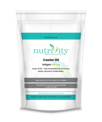 Castor Oil 500mg Soft Gels | Intestinal Help | Constipation Relief | Healthy Hair & Skin | Made in The UK to GMP Standards by Nutrivity (60)