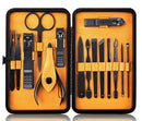 Keiby Citom Manicure Set Nail Set Nail Clipper Kit Professional - Stainless Steel Pedicure Set Nail Grooming Kit of 15pcs with Case for Travel (Black/Yellow)