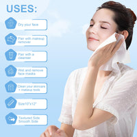 GRANNY SAYS Disposable Face Towels, 50 Count Soft Facial Wipes for Sensitive Skin, Disposable Face Cloths, Makeup Remover Dry Wipe, XL Facial Clean Towels for Makeup Removing, Cleansing Wipes