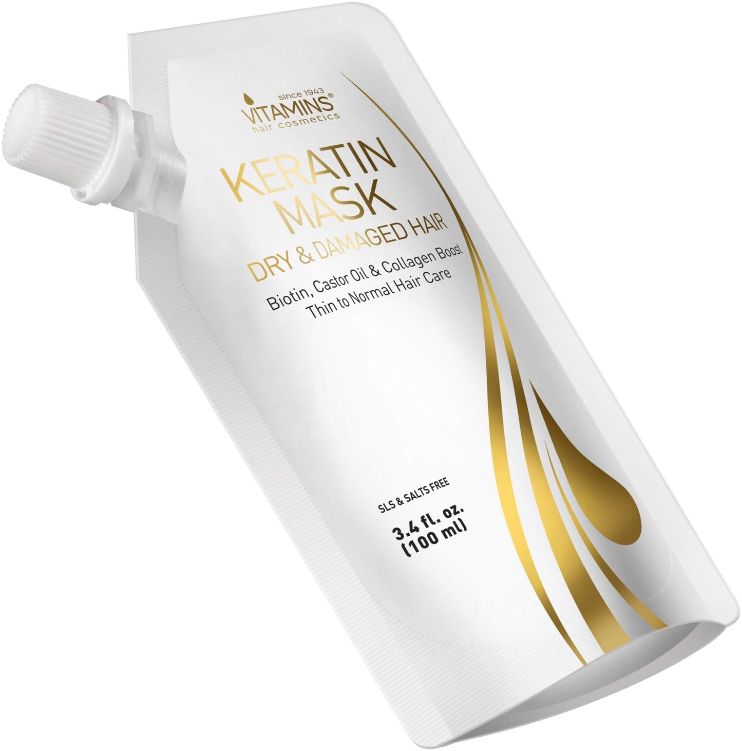 Vitamins Hair Mask Conditioner Keratin Treatment - Biotin Castor and Coconut Oil Deep Conditioning for Thin Fine Hair - Anti Frizz Moisturiser for Curly Straight Dry Damaged & Frizzy Hair