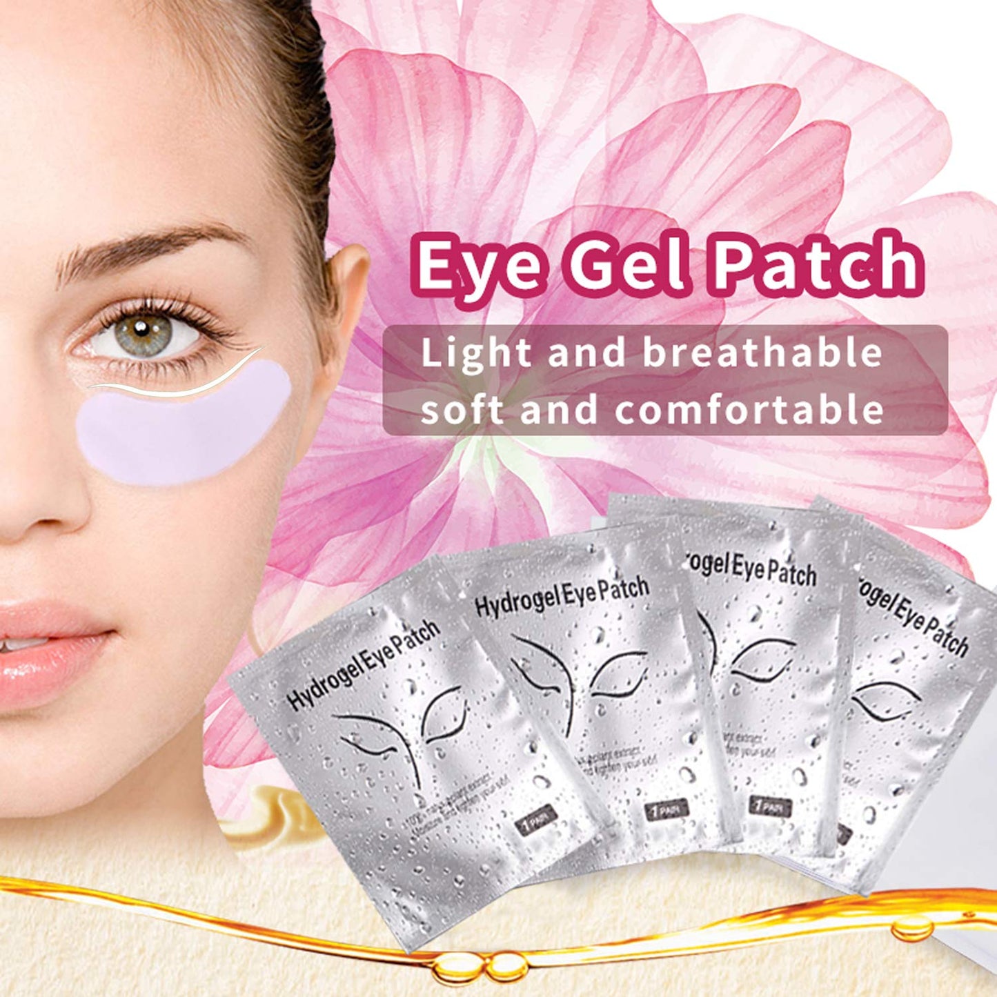 Under Eye Gel Pads, Jiasoval 50 Pairs Isolation Eyelash Extension Pads Lint Free Eyelash Patches, Under Eye Patches Hydrogel Eye Pads For Lash Extensions