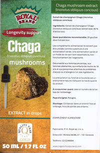 Royal Brand Chaga Extract Drops 50 ml / Chaga Mushroom / Better Than Chaga Mushroom Capsules / Liquid Extract Drops / 1.7 FL OZ