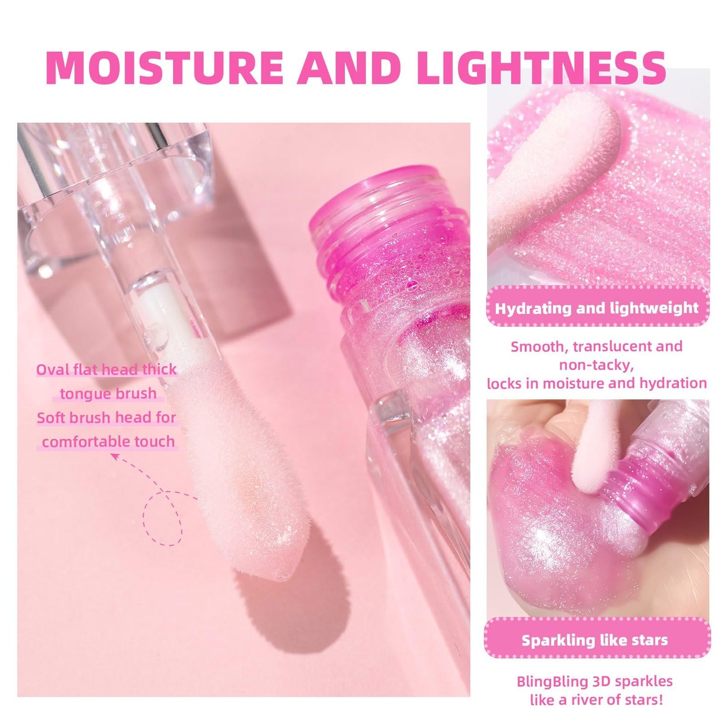 Allbestaye Color Changing Lip Oil, Warm Temperature Color Changing Moisturizing Lip Gloss Lip Oil Moisturizing Lip Oil, Rich Gloss Long Lasting Moisture, Big Brush Color Changing Lip Oil