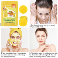 ZTSMSWY Turmeric Kojic Acid Pads,Kojic Acid and Turmeric Pads,Turmeric Kojic Acid Pads Exfoliating Pads, Turmeric Kojic Acid Cleansing Pads for Dark Spots 60 Pads