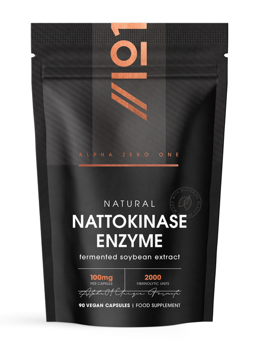 ALPHA01 Nattokinase 100mg (2000 FU) with BioPerine® - Potent & Pure Formula with BioPerine® for Enhanced Abosorption - 90 Vegan Capsules (3 Months Supply) - by Alpha01