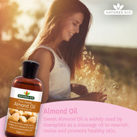 Natures Aid Sweet Almond Oil 150ml – 100% Pure Massage Aromatherapy Oil for Dry Sensitive or Irritated Skin – Vegan, Non-GMO, Gluten-Free – Hydrates, Soothes, Nourishes – Natural Skincare – Pack of 1