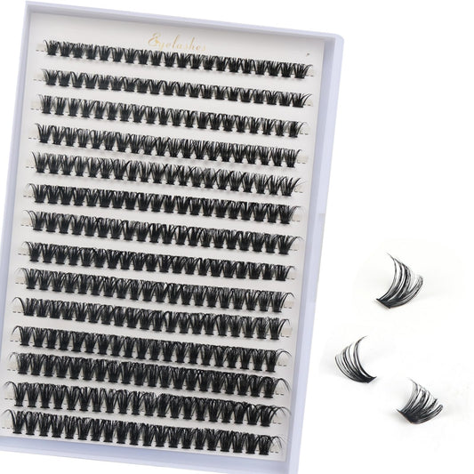 FANDIQ Individual Lashes, 280 Pcs Cluster Lashes D Curl Eyelash Extensions 8-16MM Natural Volume Eyelash Clusters DIY Lash Extension for Beginners(50D 8-16mm)